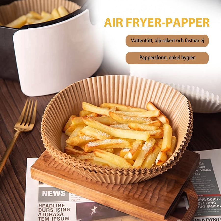 Air Fryer Liners med mat