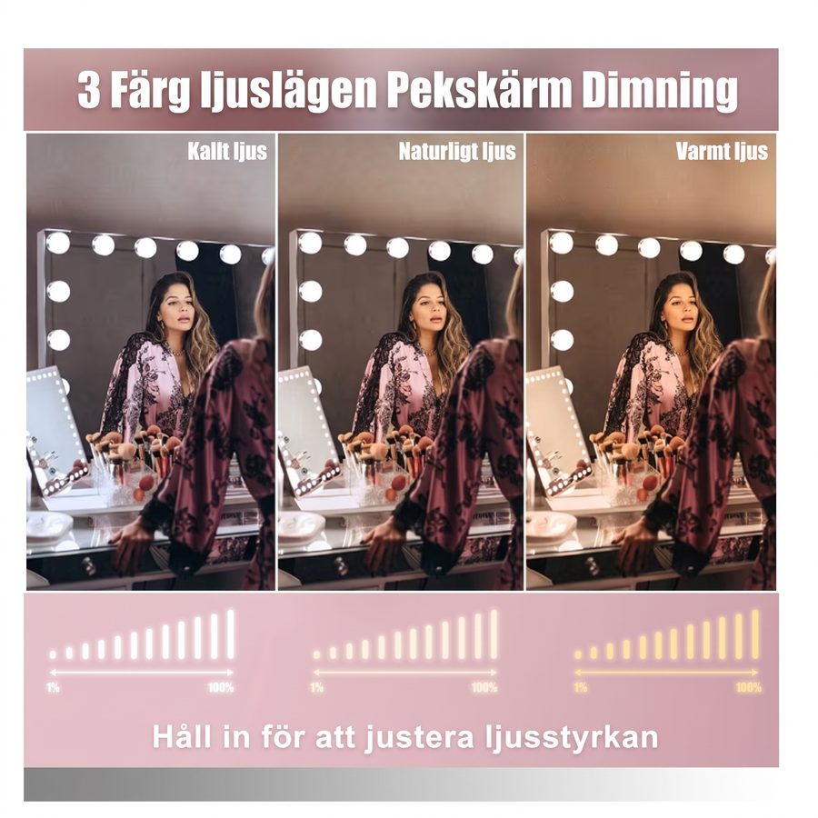 Hollywood-sminkspegel med belysning – produktbild 5
