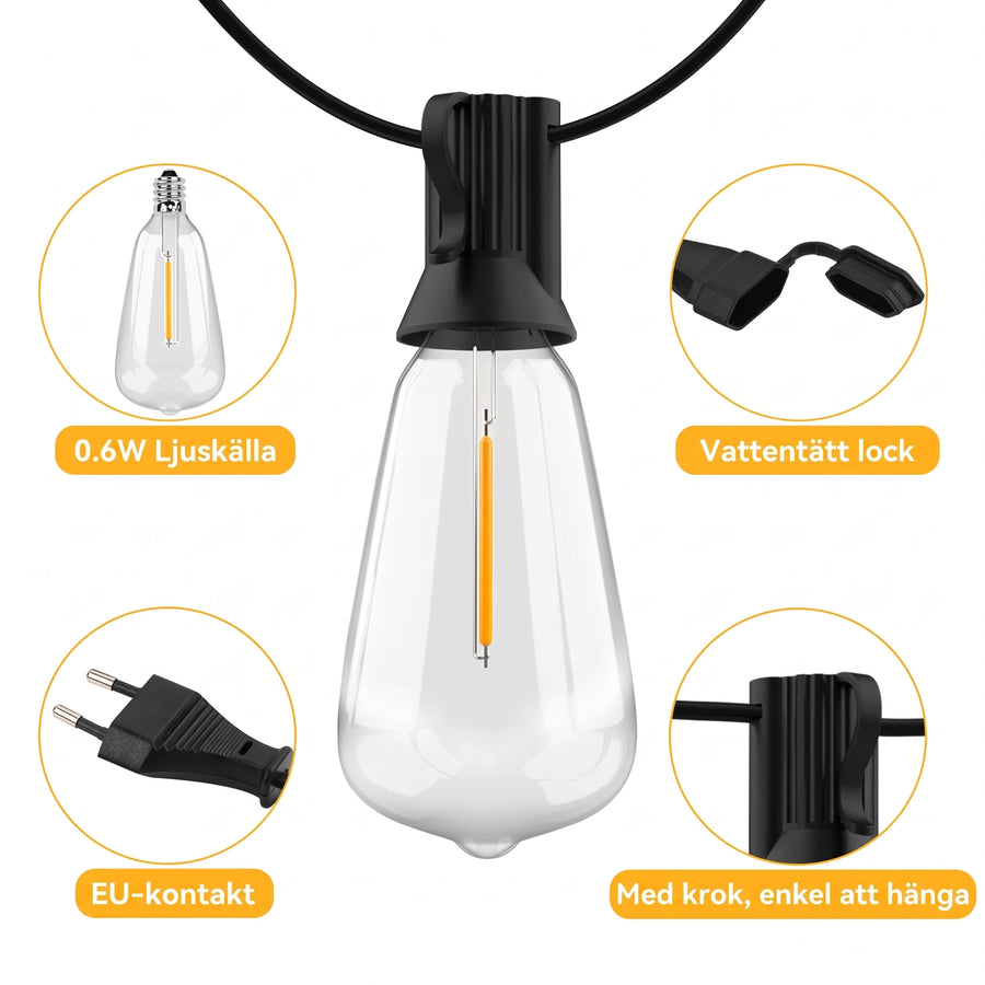 ST38-lampa, vattentätt skydd, EU-kontakt och krok