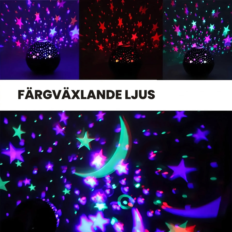 Färgskiftande stjärnljus från projektorlampan