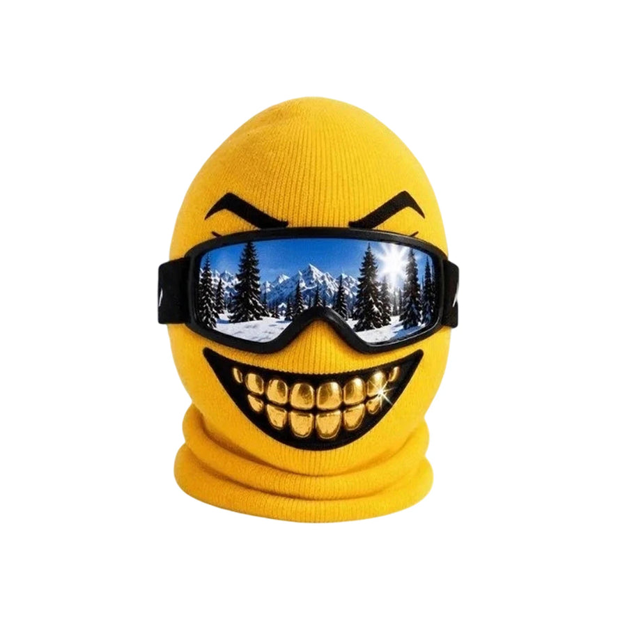 Gul skidmask med guldtänder