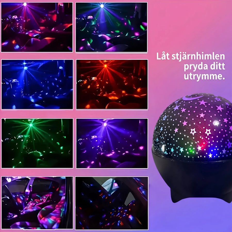 Olika ljuseffekter från stjärnhimmel-projektorn