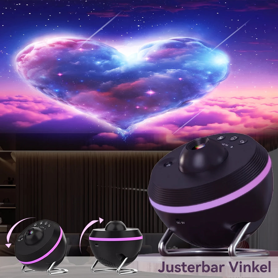 Hjärtformad galax i taket och vinklingsbar projektor