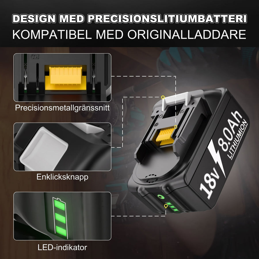 Batteri monterat i verktyg