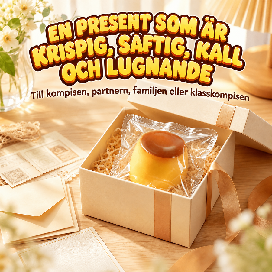 Squishy karamellpudding med kulfyllning