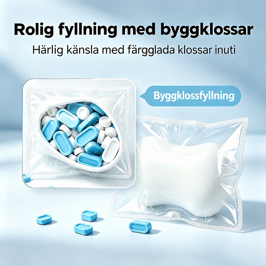 Squishy klämleksak tvålblock med byggklossfyllning – formbar och knastrig