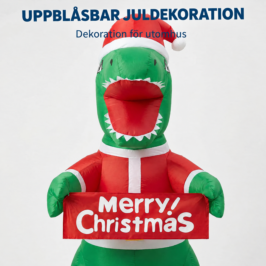 Uppblåsbar juldinosaurie 180 cm med LED