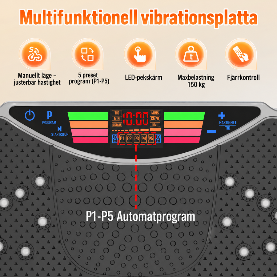 Vibrationsplatta med fjärrkontroll