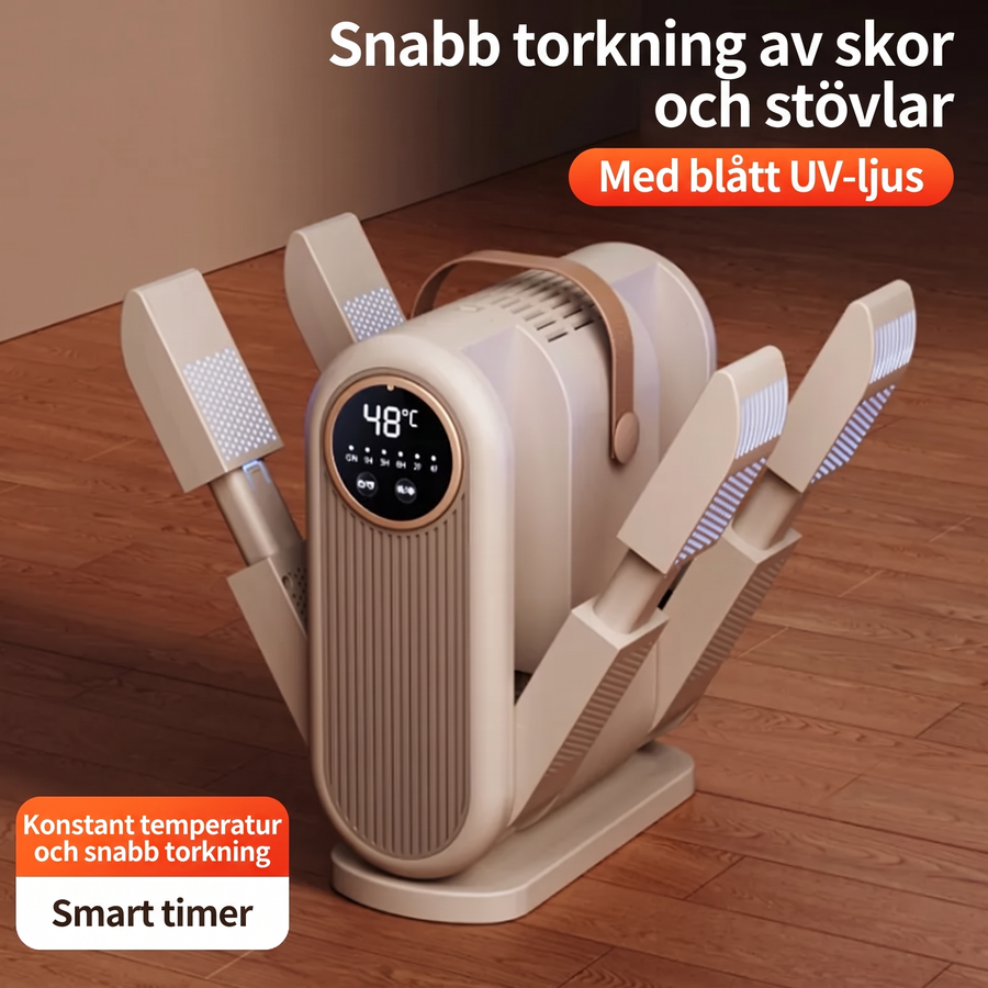 Elektrisk skotork med fyra torkarmar och UV-ljus