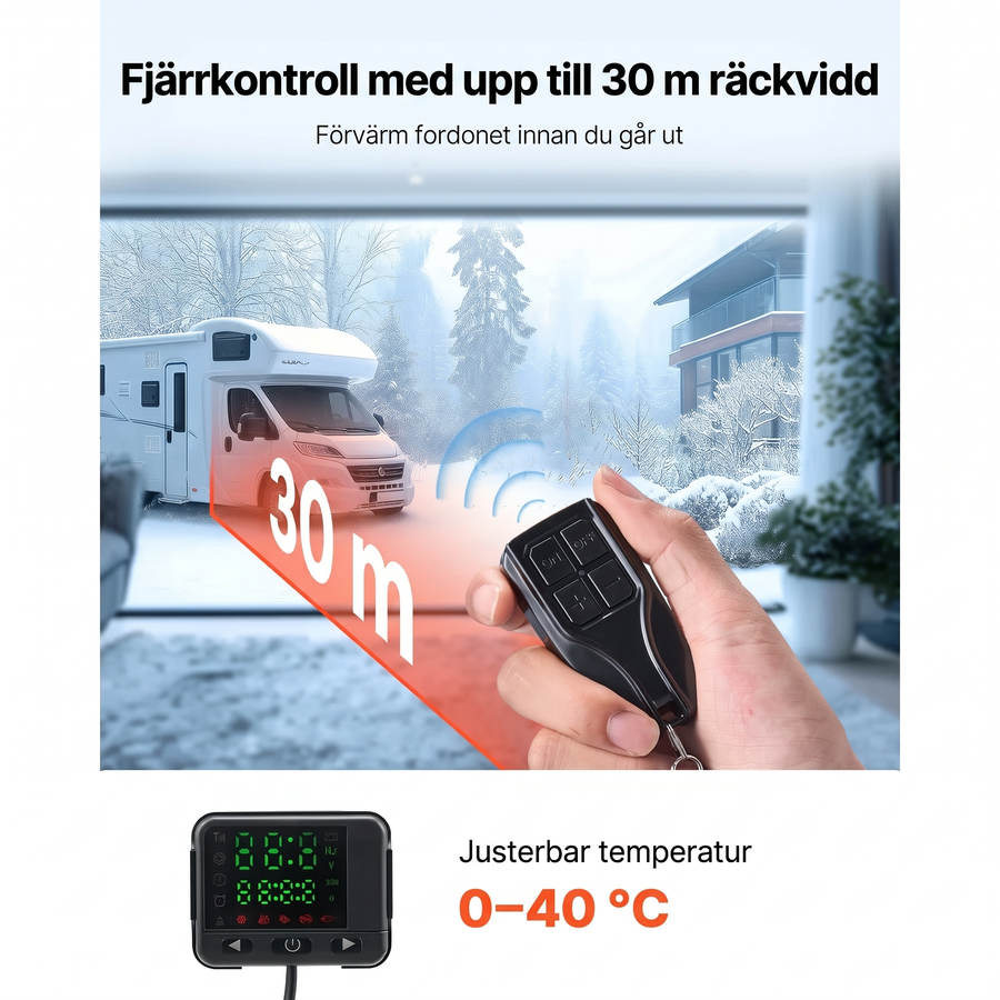 Fjärrkontroll med upp till 30 m räckvidd