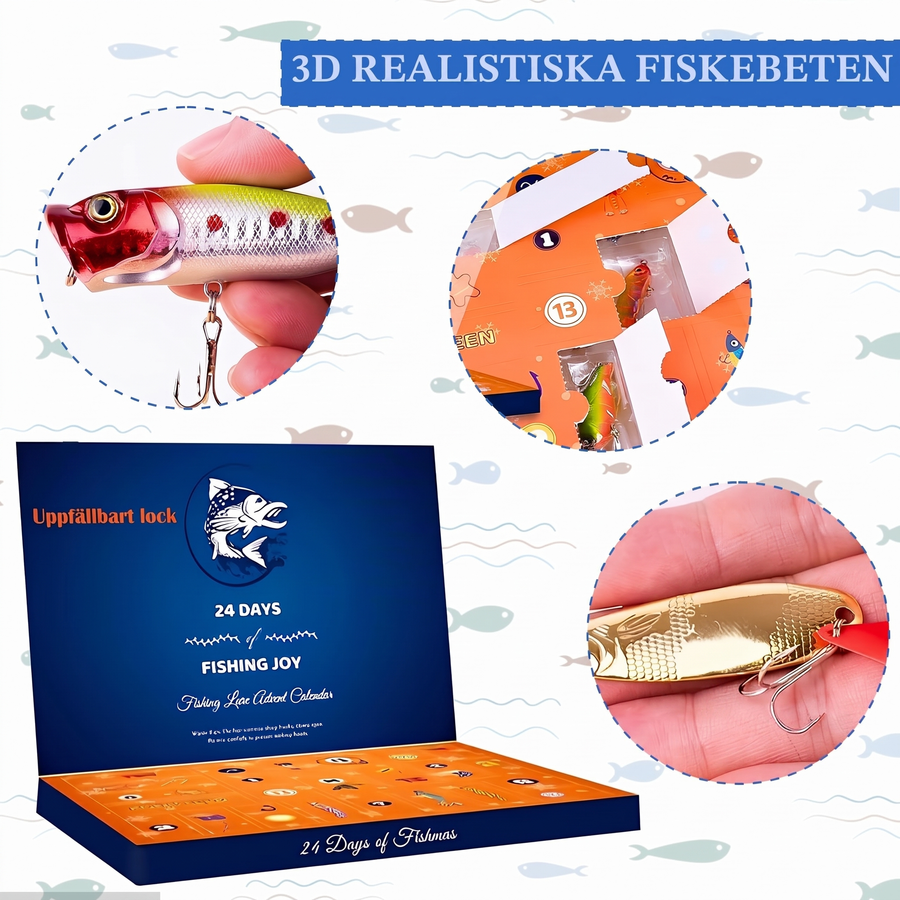 Fiskekalender 2026 – adventskalender med 24 fiskedrag för sportfiskare