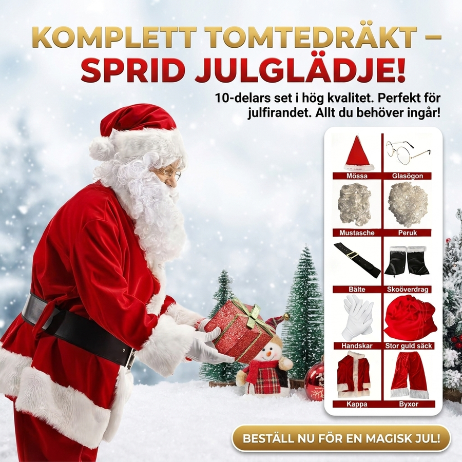 Komplett tomtedräkt – sprid jul glädje