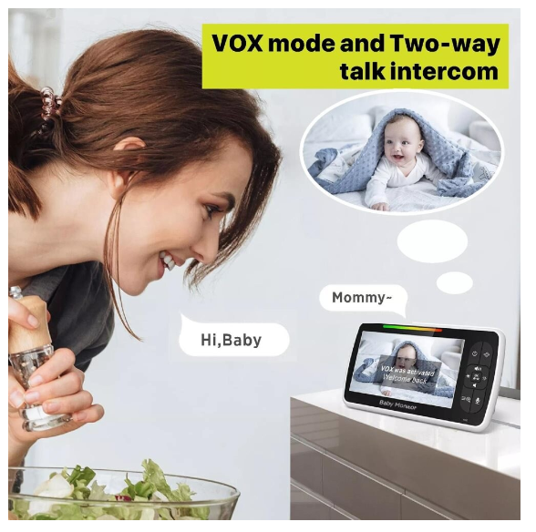 Babymonitor - Baby Monitor with 5-inch Screen Plug & Play Baby Monitor