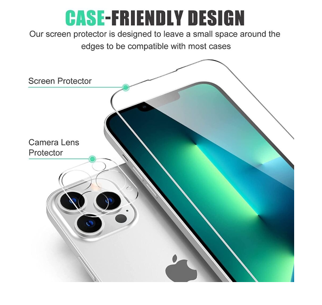 Compatible with iPhone 13 Models [7-PACK] 6x Tempered Glass + Lens + 1x Silicone Case