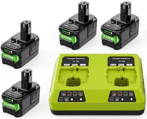 Batterier 4-pack kompatibla med RYOBI ONE+ med dubbelladdare