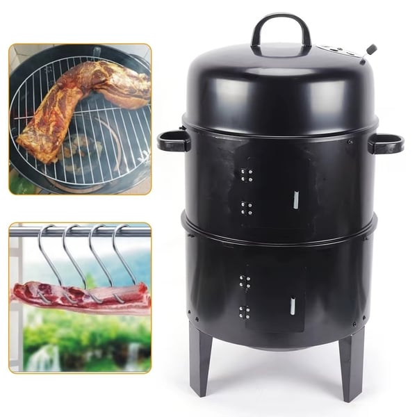 Inbyggd termometer i locket på BBQ-smokern