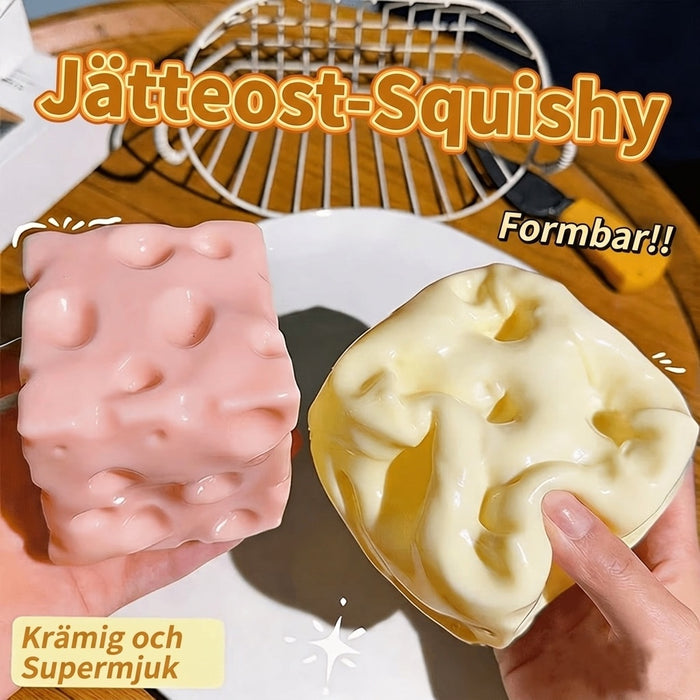 Squishy Cheese ostkub – formbar fidgetleksak