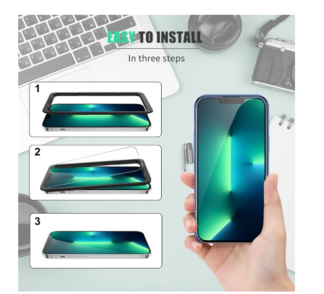 Compatible with iPhone 13 Models [7-PACK] 6x Tempered Glass + Lens + 1x Silicone Case
