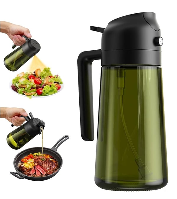 Oljespray och dispenser 2-i-1 i mörkt glas