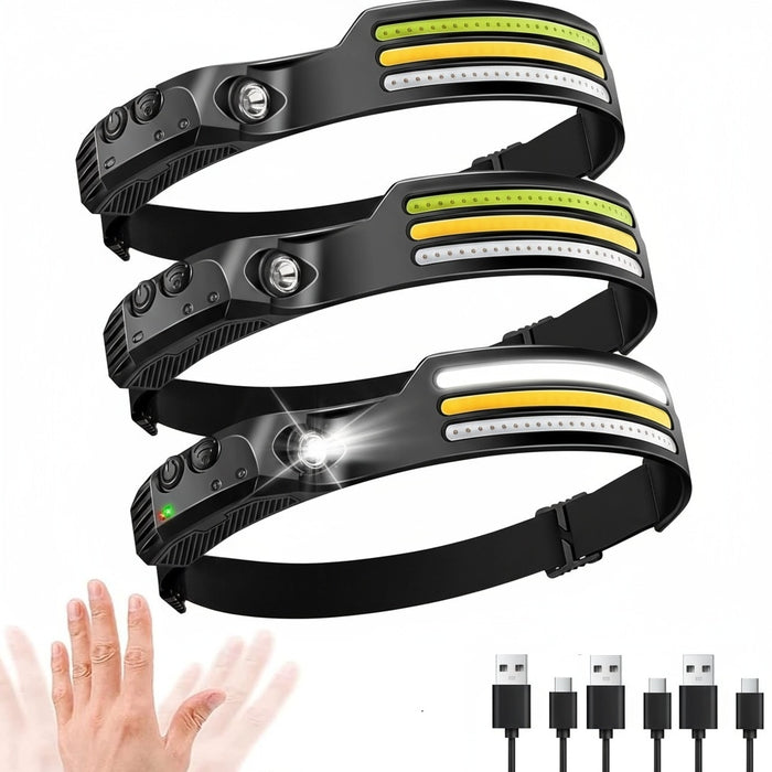 Huvudlampa uppladdningsbar 3-pack 1000 lumen