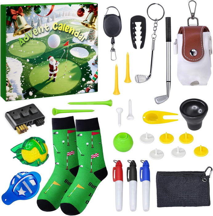 Golfkalender 2026 – adventskalender med 24 golftillbehör