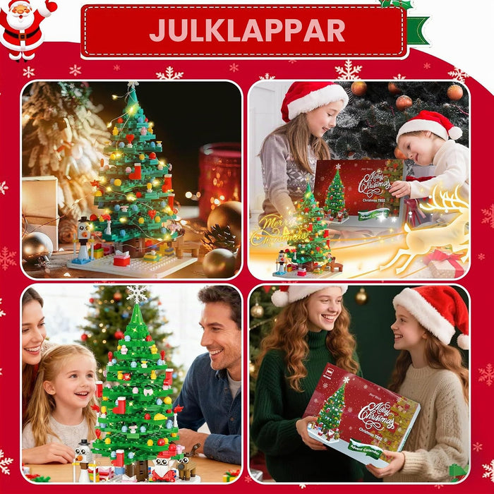 Adventskalender julgran byggklossar – 779 bitar med snögubbe