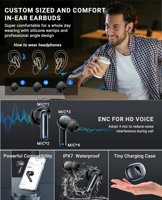 X500 Trådlösa Bluetooth Hörlurar ANC ENC BT 5.3