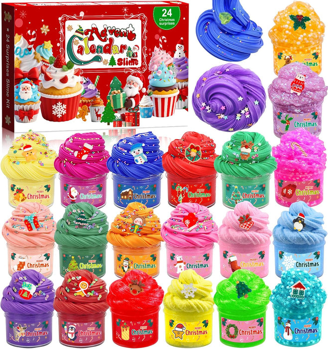 Slime-adventskalender 2026 – 24 luckor med slime och juldekorationer