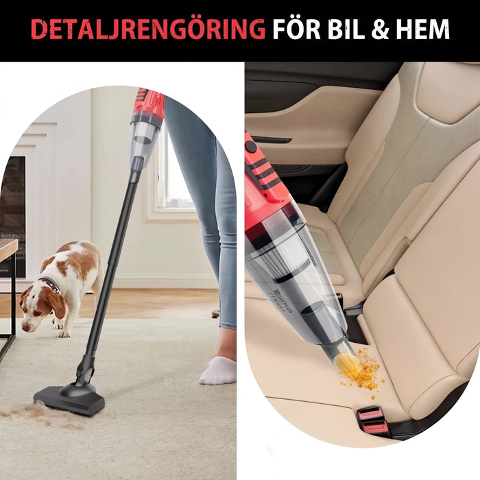 Dammsugning av golv hemma och av bilsäte