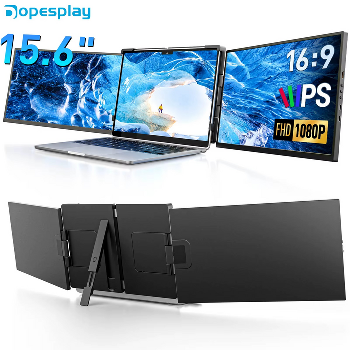Tri-Screen 15.6" Laptop Screen Extender Triple Dual 1200P IPS Portable Monitor for Ps5 Pro, Windows PC, MacBook, Chrome Laptop 13.3–17.3
