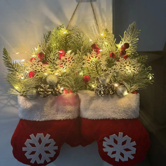 Julkrans med ljus i vardagsrum