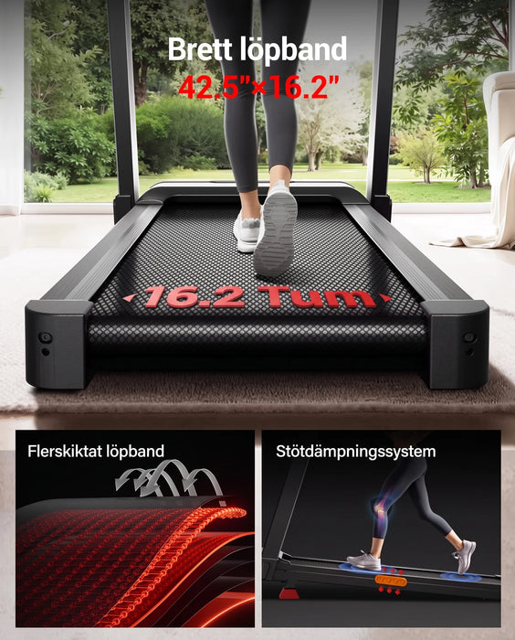 Löpyta 108 × 41 cm med flerskiktat band och stötdämpning