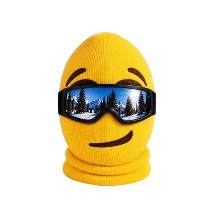 Gul skidmask med flin och 3D-tryck