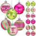 Julgranskulor i trä 24-pack 8 cm rosa och grön – bild 9