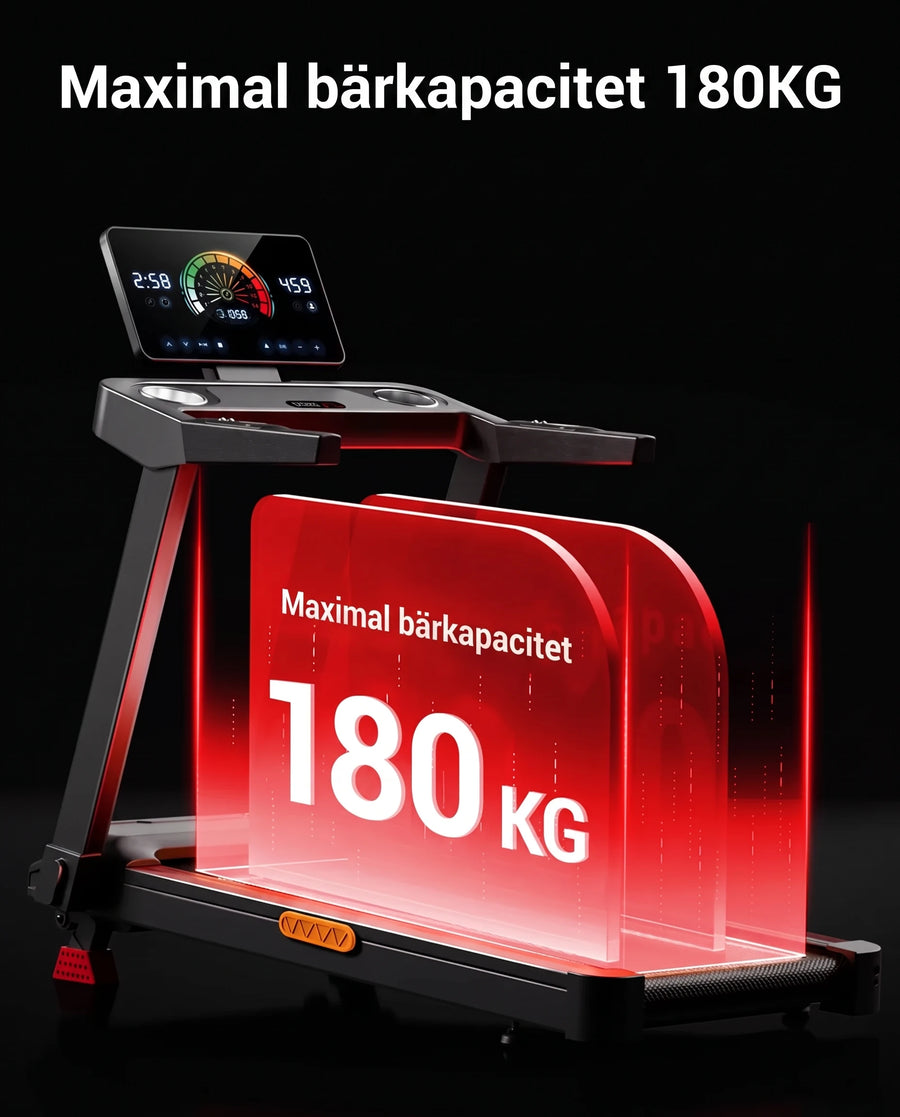 Löpbandet klarar en användarvikt på upp till 180 kg