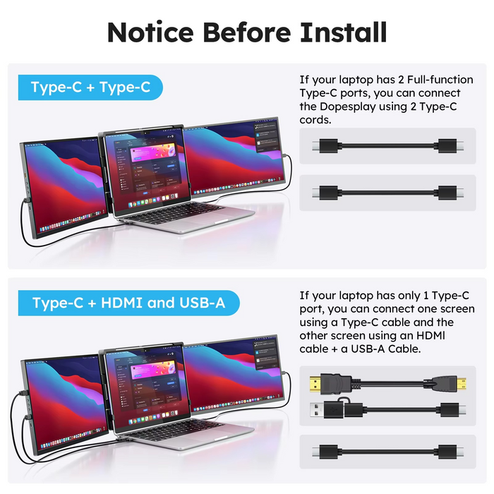 Tri-Screen 15.6" Laptop Screen Extender Triple Dual 1200P IPS Portable Monitor for Ps5 Pro, Windows PC, MacBook, Chrome Laptop 13.3–17.3