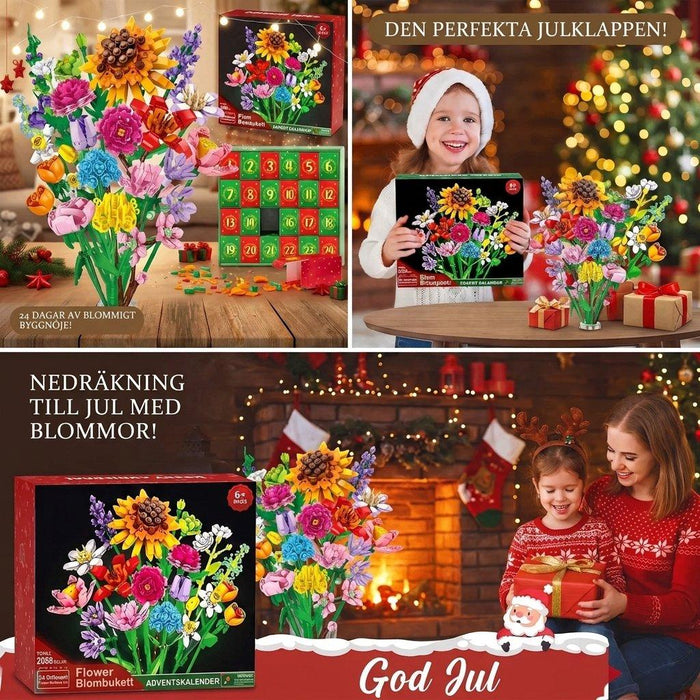 Färdig bukett med vilda blommor i byggklossar