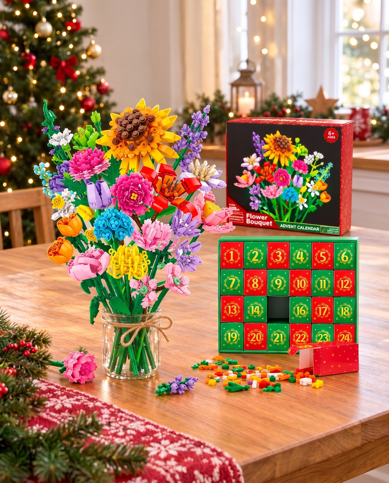 Adventskalender 2026 byggklossbukett – mobilbanner