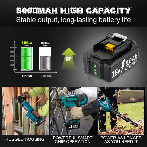 18V 8000mAh litiumjonbatteri detaljbild