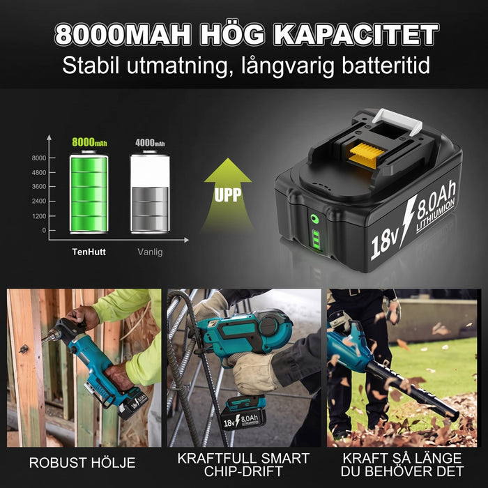 18V 8000mAh litiumjonbatteri detaljbild