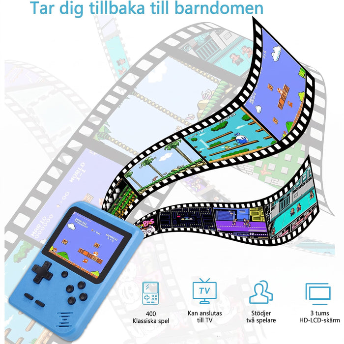 Röd handhållen spelkonsol med 400 klassiska FC-spel