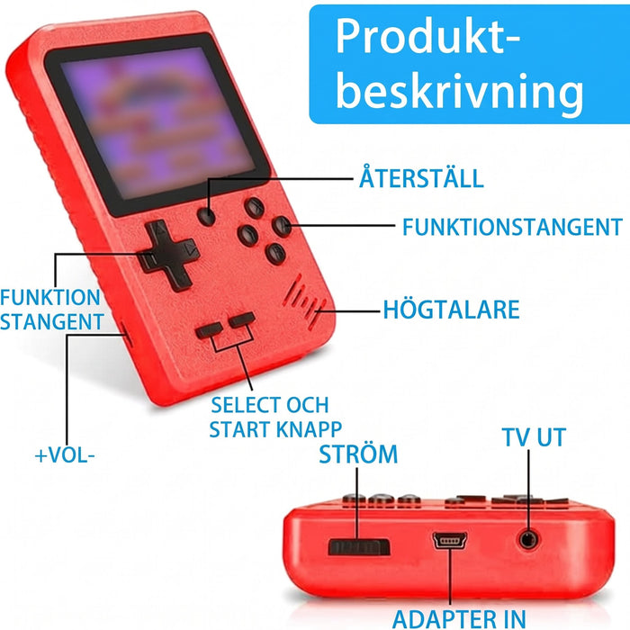 Blå spelkonsol med 3,0 tums skärm