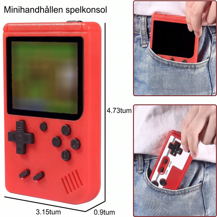 Blå spelkonsol ansluten till TV via AV-utgång