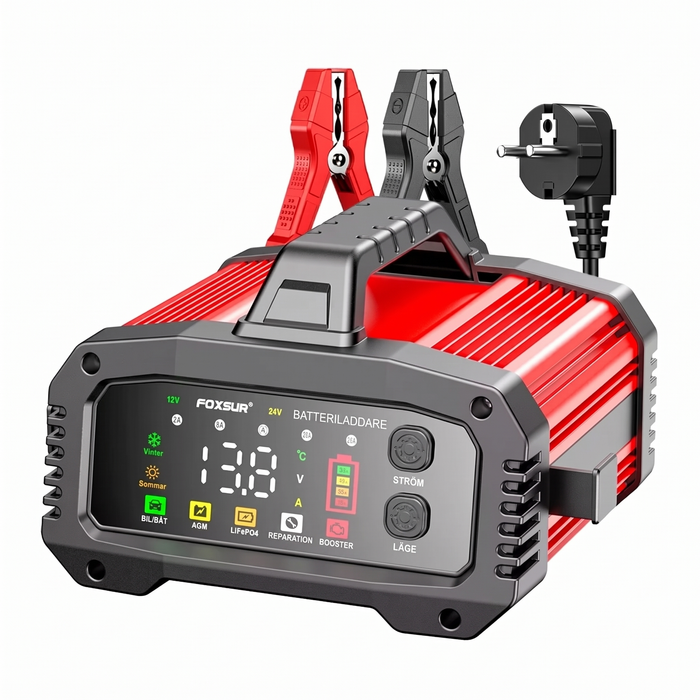 Smart batteriladdare 12V/24V 15A röd
