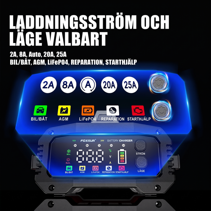 Batteriladdare för AGM, GEL och LiFePO4