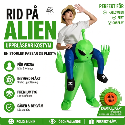 Uppblåsbar dräkt ridande på utomjording