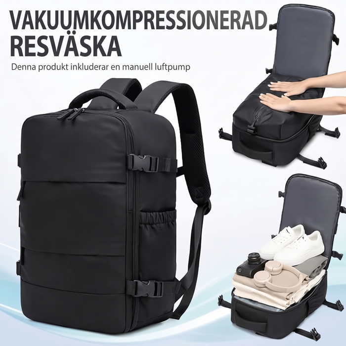Vakuumkomprimerande resväska med manuell pump