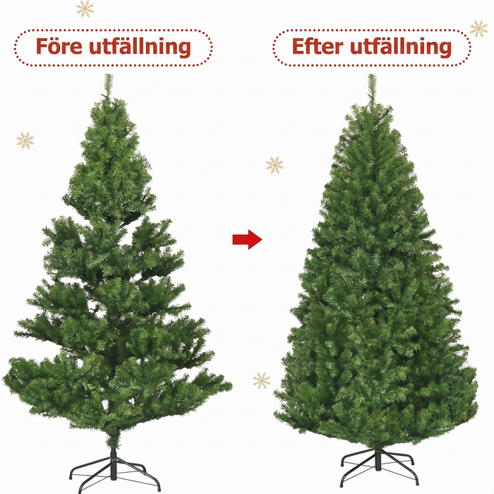 Julgranen före och efter att grenarna fällts ut