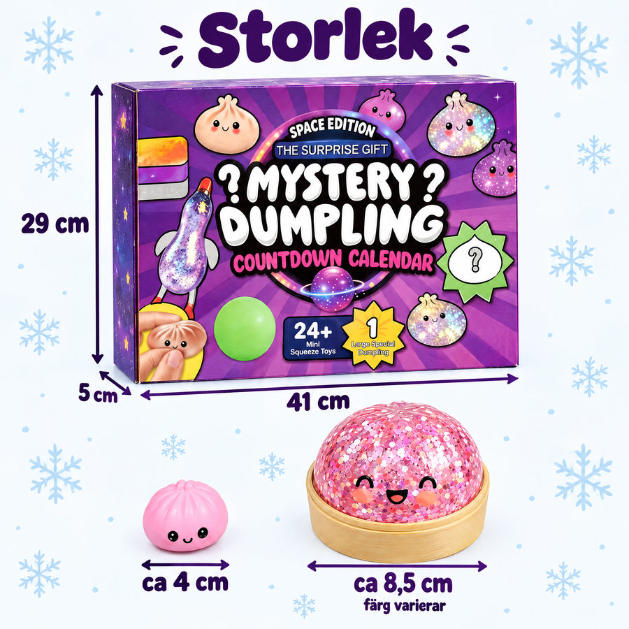 Storlek på squishy-adventskalendern och squishies