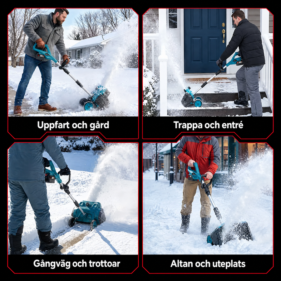 Snöröjning på uppfart, trappa, gångväg och altan